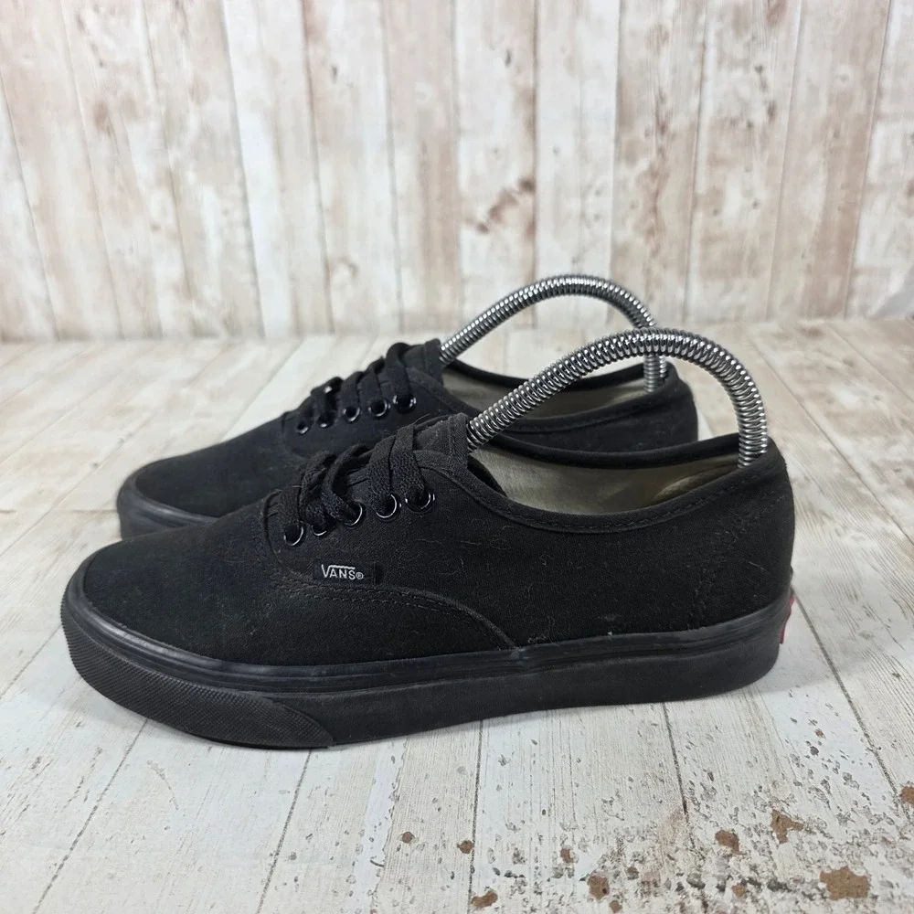 Vans Authentic Black Black Canvas Low Top Skateboard Shoes Womens 8 Mens 6.5